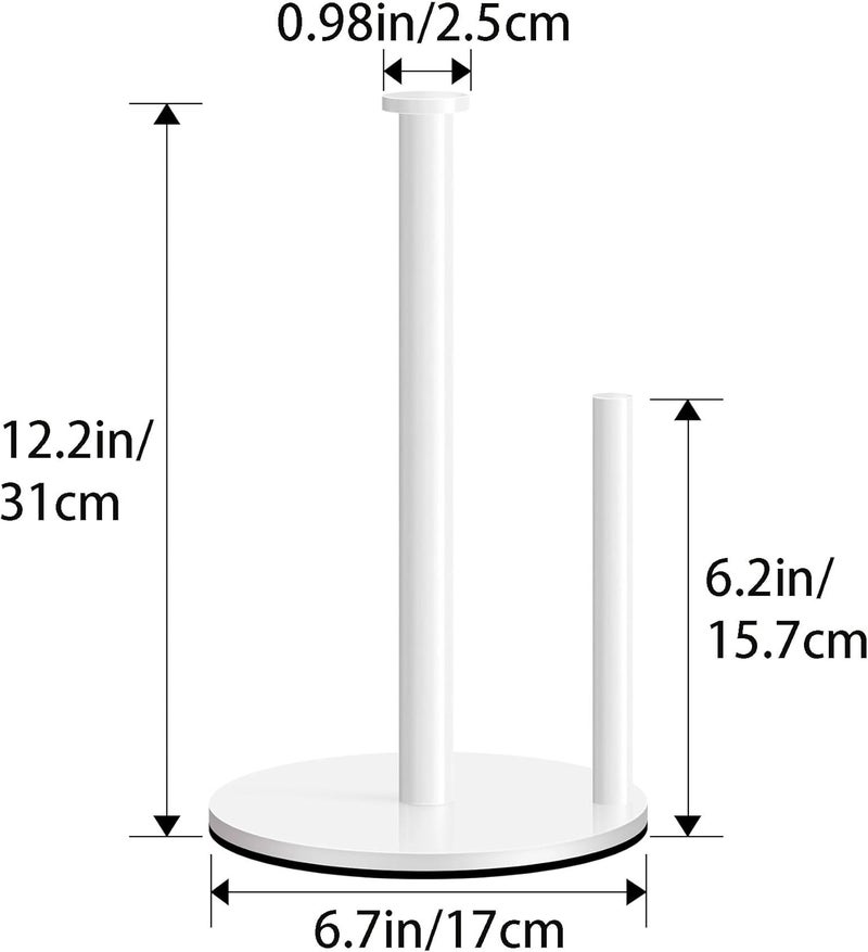 OBODING Paper Towel Holder Countertop, , White Kitchen Paper Towel Holder Stand for Kitchen and Bathroom Organization, Stainless Steel Paper Towel Holders for Standard and Large Rolls (White) - Image 2